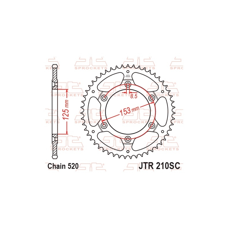 Csillagkerék JT 48 fogak,520 Self Cleaning Lightweight