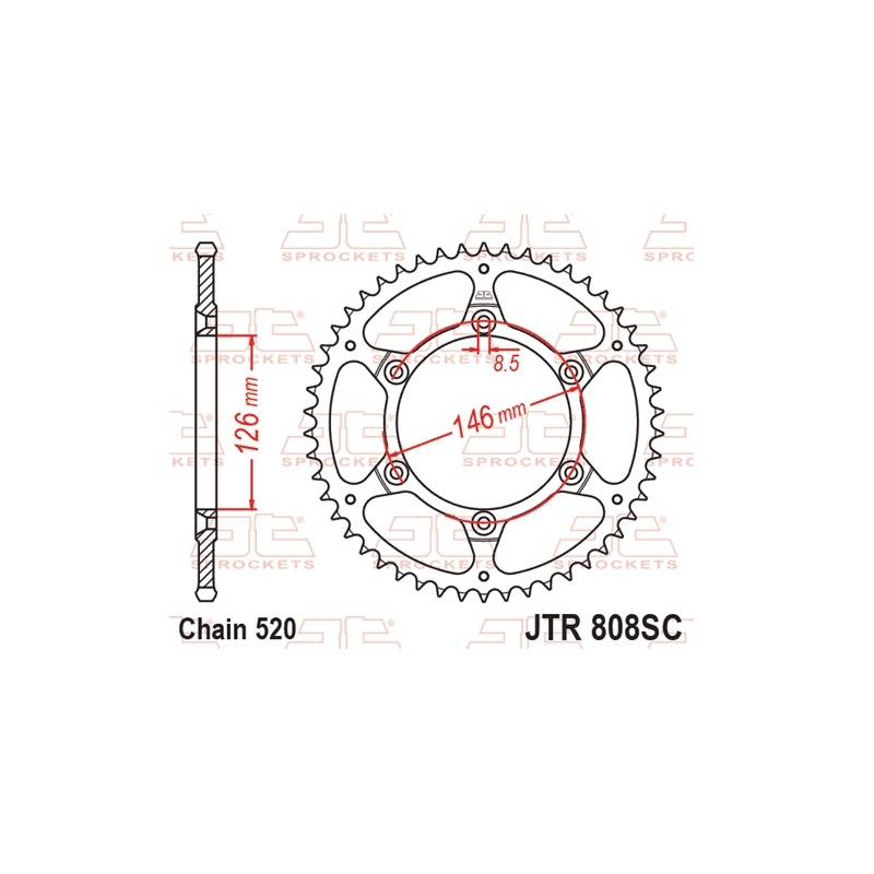 Csillagkerék JT 51 fogak,520 Self Cleaning Lightweight