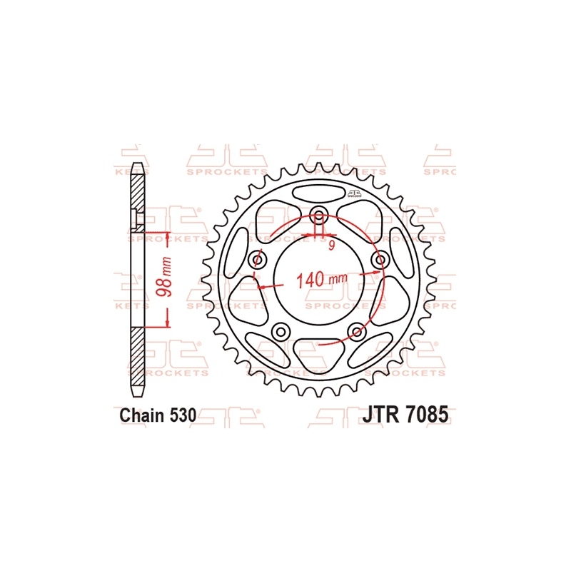 Csillagkerék JT 48 fogak,530 Black Zinc