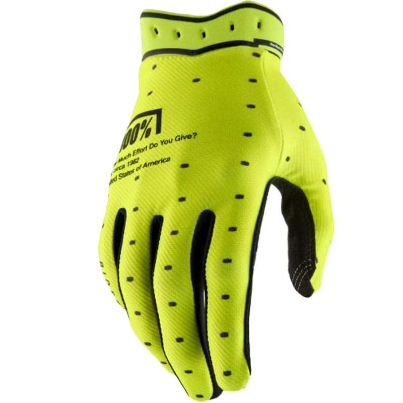 100% Ridefit motokrossz kesztyű fluo sárga