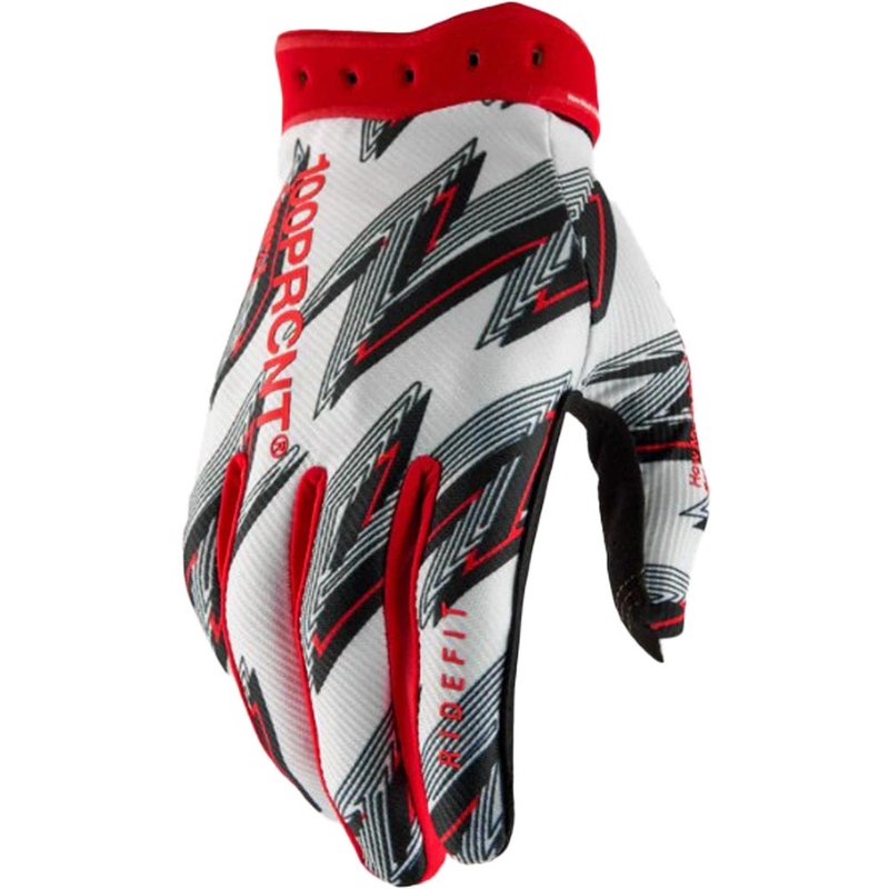 100% Ridefit motokrossz kesztyű fehér-piros