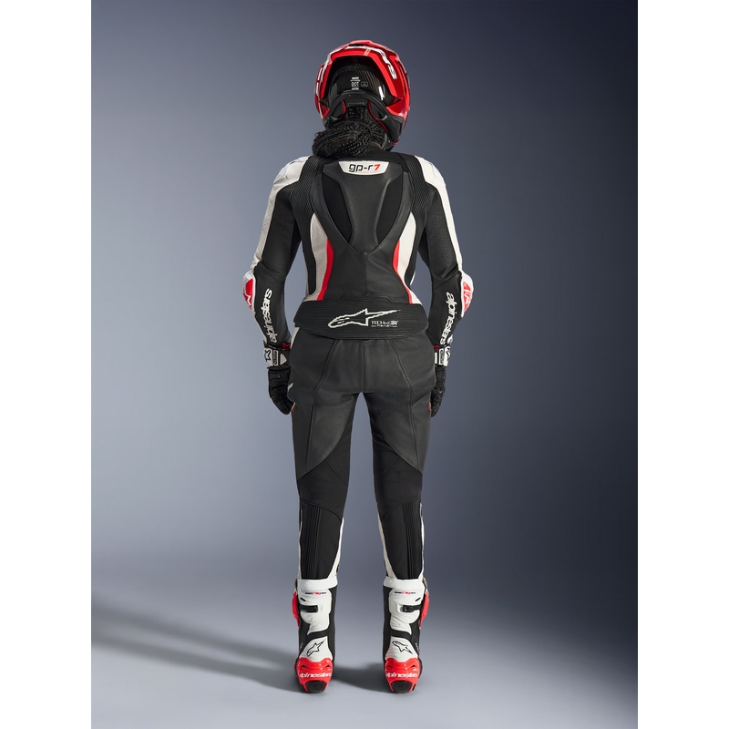 Alpinestars Stella GP-R7 női kétrészes bőr motoros overál fekete-fehér-fluo piros