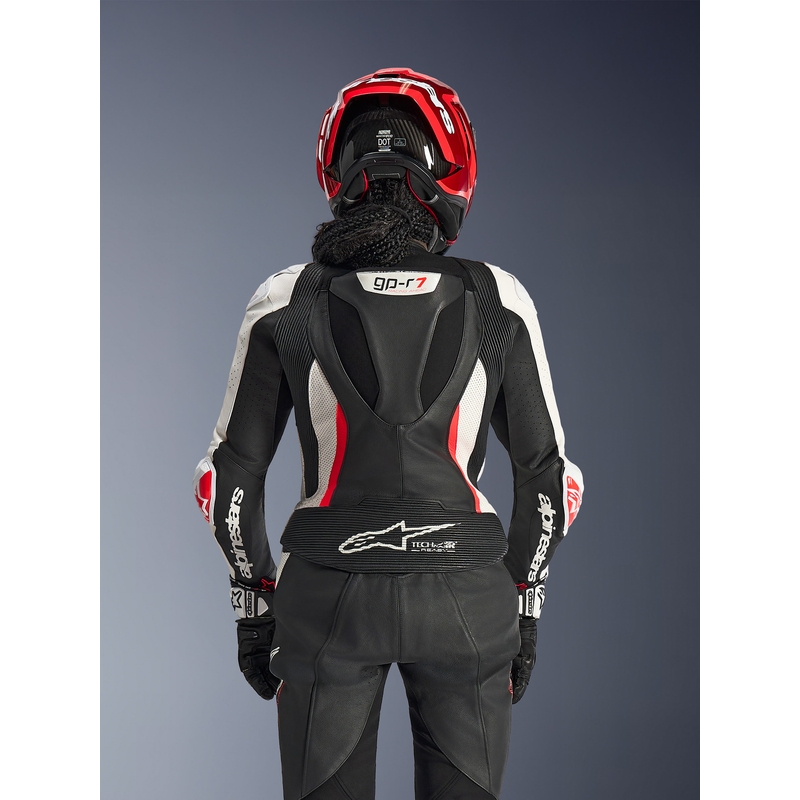 Alpinestars Stella GP-R7 női kétrészes bőr motoros overál fekete-fehér-fluo piros
