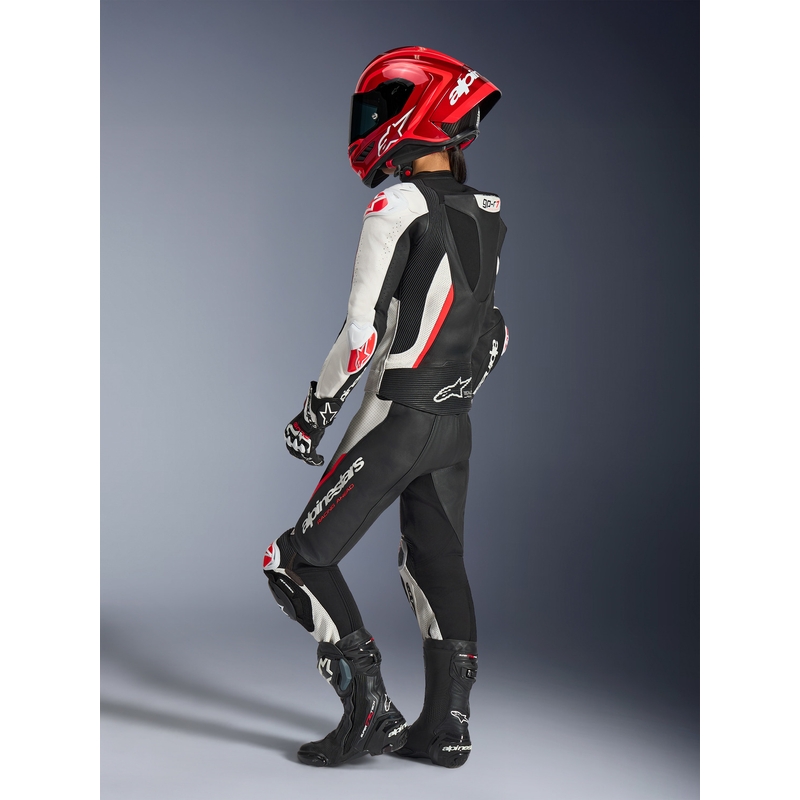 Alpinestars Stella GP-R7 női kétrészes bőr motoros overál fekete-fehér-fluo piros