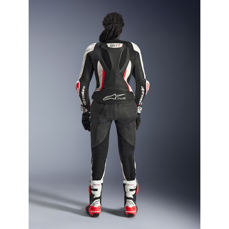 Alpinestars Stella GP-R7 női kétrészes bőr motoros overál fekete-fehér-fluo piros