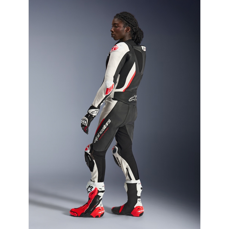 Alpinestars Stella GP-R7 női kétrészes bőr motoros overál fekete-fehér-fluo piros
