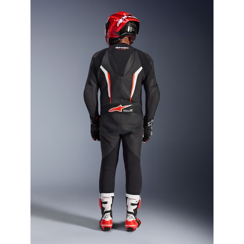 Alpinestars GP FORCE V2 egyrészes motoros bőroverál fekete-fehér-fluo piros