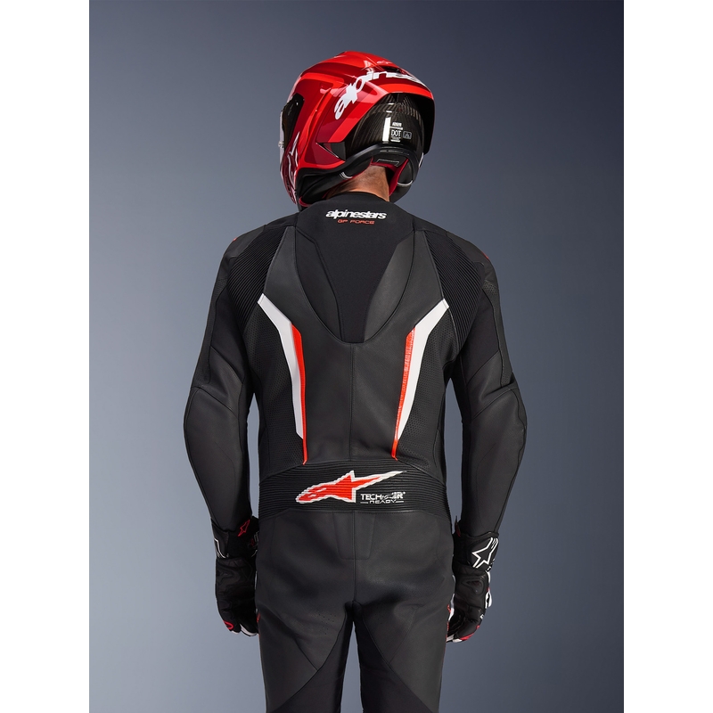 Alpinestars GP FORCE V2 egyrészes motoros bőroverál fekete-fehér-fluo piros