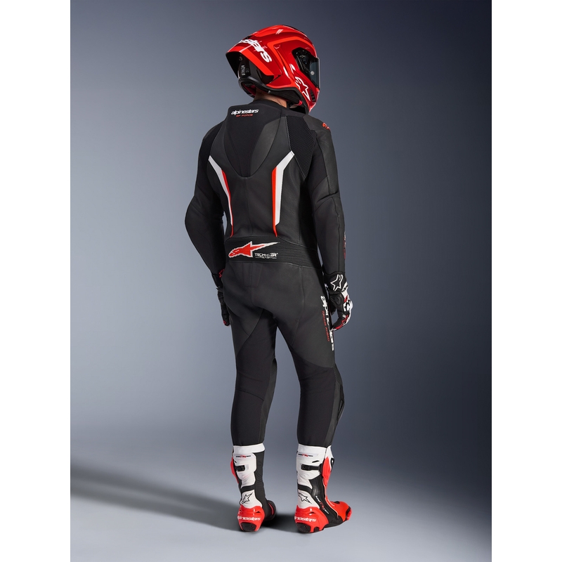 Alpinestars GP FORCE V2 egyrészes motoros bőroverál fekete-fehér-fluo piros