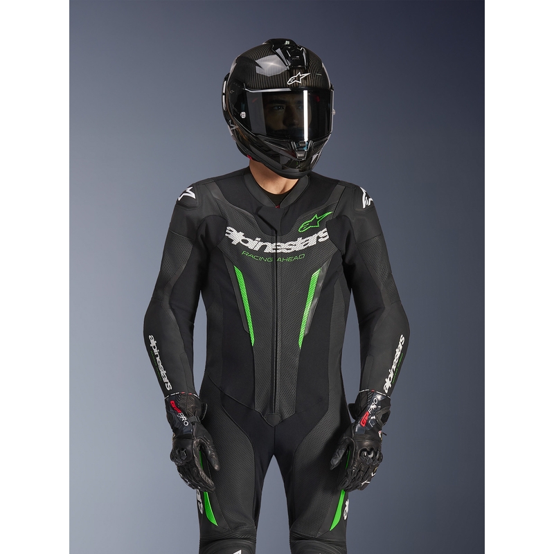 Alpinestars GP FORCE V2 egyrészes motoros bőroverál fekete-zöld