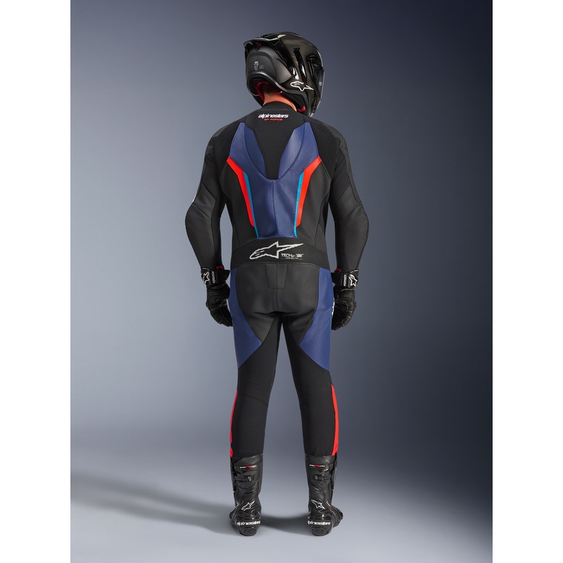 Alpinestars GP FORCE V2 egyrészes motoros bőroverál fekete-kék-fluo piros