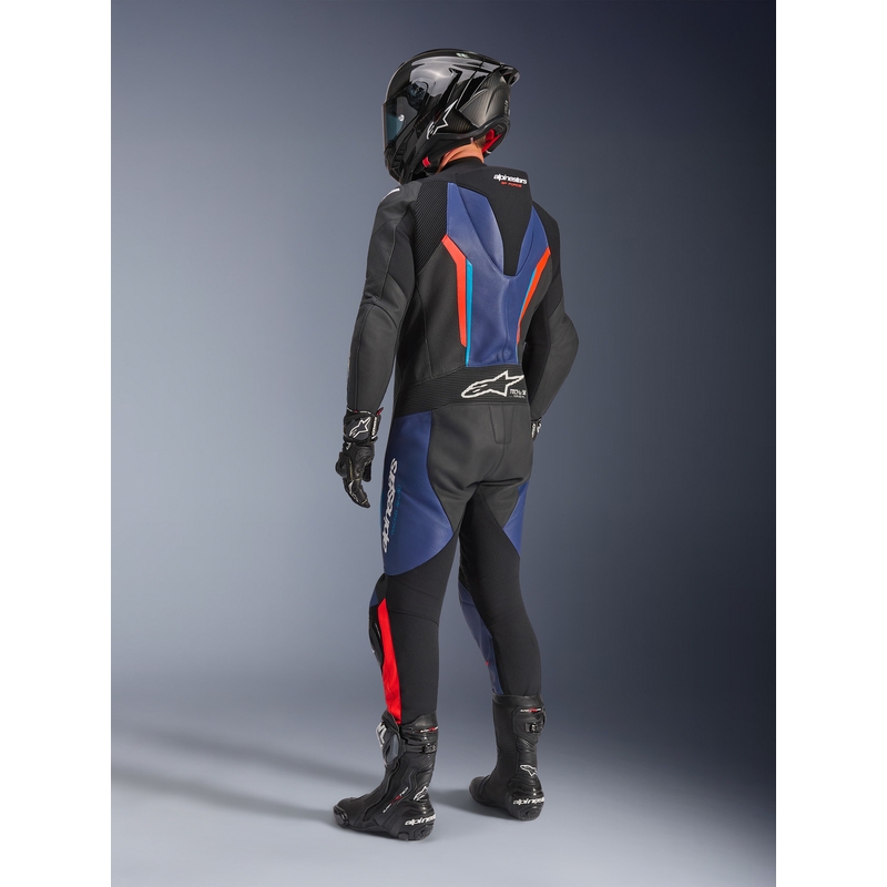 Alpinestars GP FORCE V2 egyrészes motoros bőroverál fekete-kék-fluo piros
