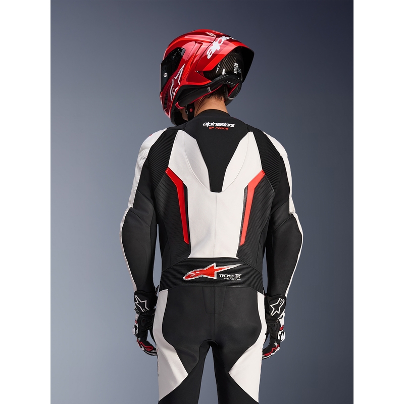 Alpinestars GP FORCE V2 egyrészes motoros bőroverál fehér-fekete-fluo piros