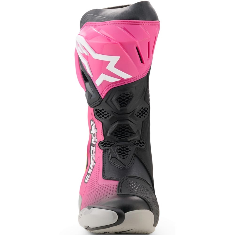 Alpinestars Supertech R motoros csizma fekete-fehér-rózsaszín-sárga