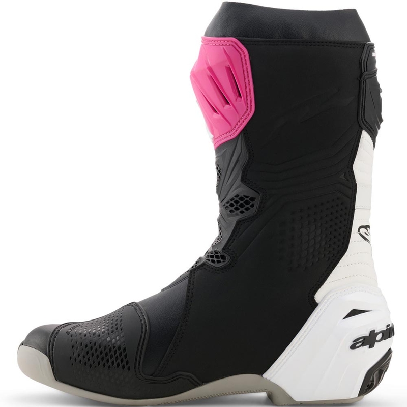 Alpinestars Supertech R motoros csizma fekete-fehér-rózsaszín-sárga