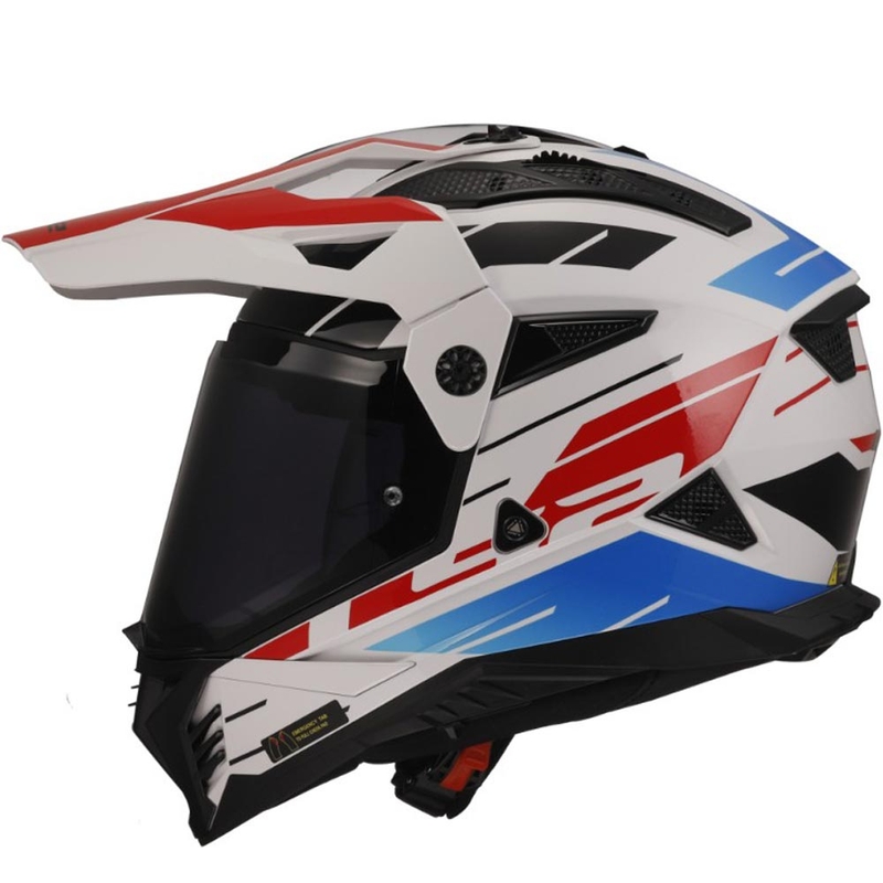 LS2 MX702 PIONEER II NAMIB enduro bukósisak fehér-kék-piros