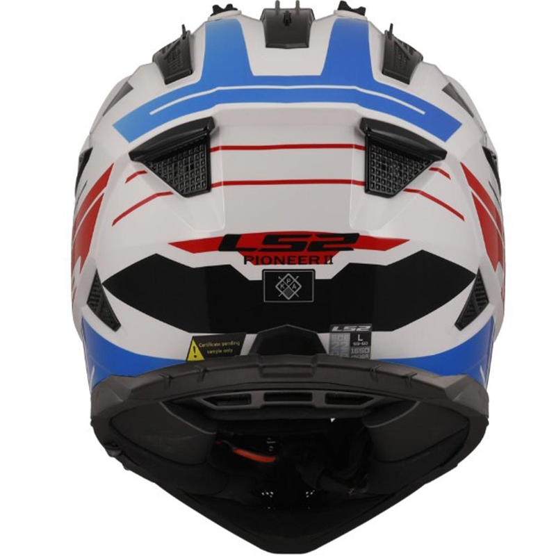 LS2 MX702 PIONEER II NAMIB enduro bukósisak fehér-kék-piros