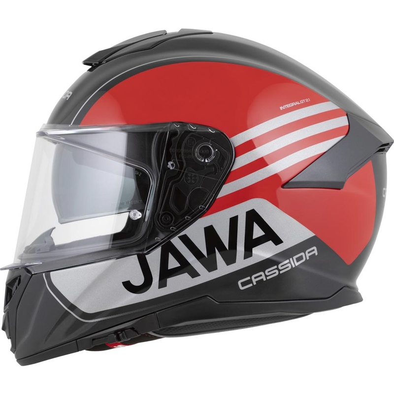 Cassida Integral GT 2.1 Jawa Sport zárt motoros bukósisak fekete-gyöngyház piros-ezüst
