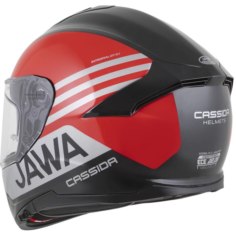 Cassida Integral GT 2.1 Jawa Sport zárt motoros bukósisak fekete-gyöngyház piros-ezüst