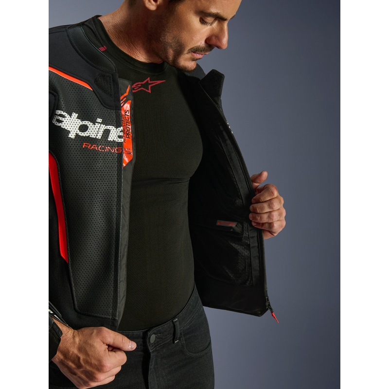 Alpinestars GP Force V2 Airflow motoros bőrkabát fekete-fluo piros-fehér