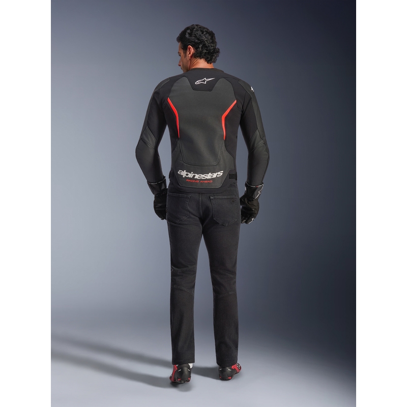 Alpinestars GP Force V2 Airflow motoros bőrkabát fekete-fluo piros-fehér