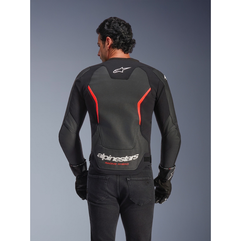 Alpinestars GP Force V2 Airflow motoros bőrkabát fekete-fluo piros-fehér