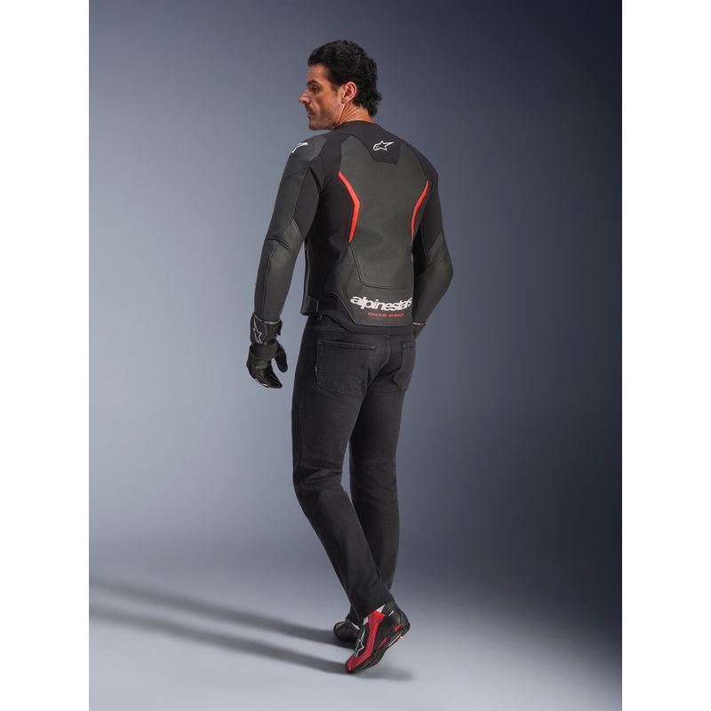 Alpinestars GP Force V2 Airflow motoros bőrkabát fekete-fluo piros-fehér