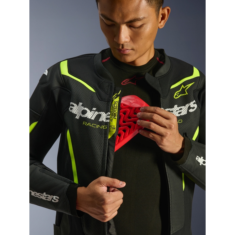 Alpinestars GP Force V2 Airflow motoros bőrkabát fekete-fluo sárga
