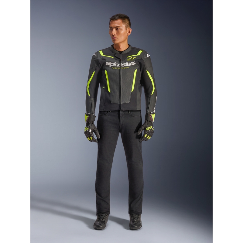 Alpinestars GP Force V2 Airflow motoros bőrkabát fekete-fluo sárga