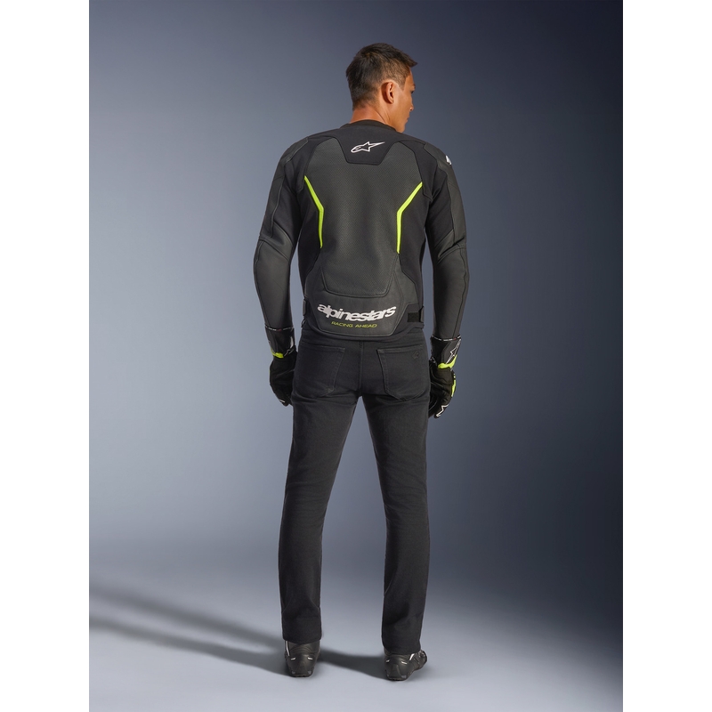 Alpinestars GP Force V2 Airflow motoros bőrkabát fekete-fluo sárga