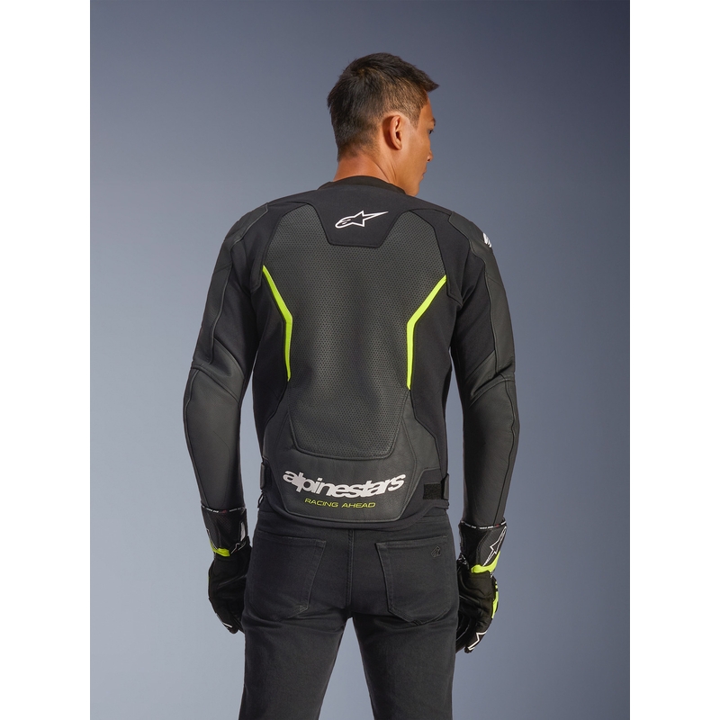 Alpinestars GP Force V2 Airflow motoros bőrkabát fekete-fluo sárga
