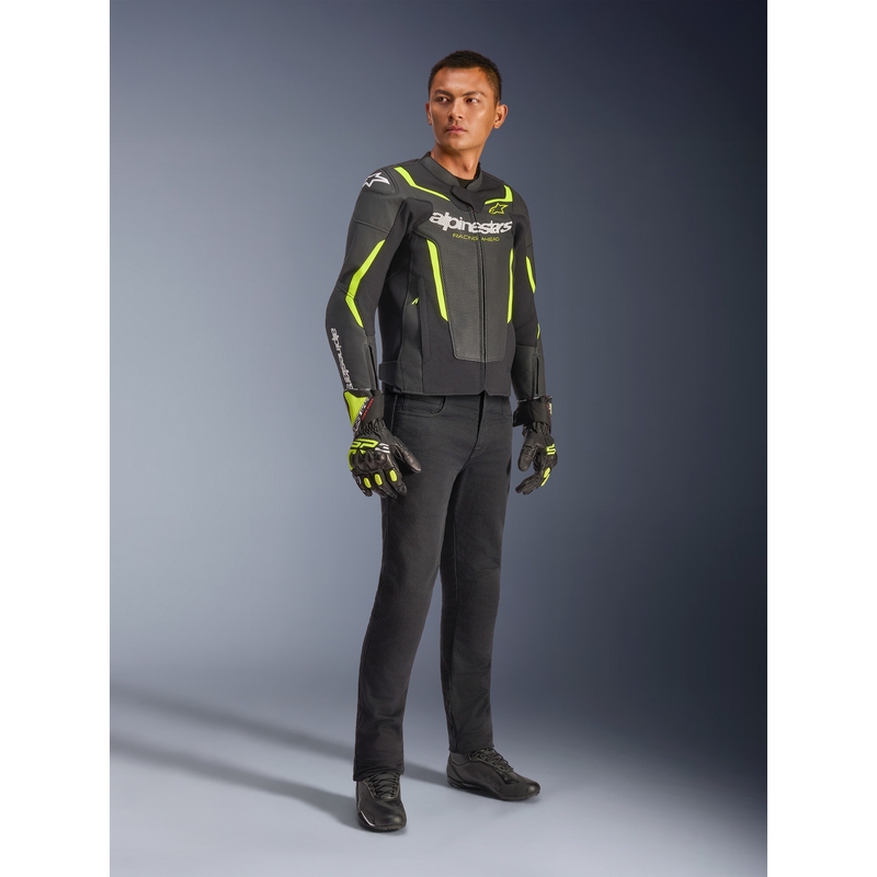 Alpinestars GP Force V2 Airflow motoros bőrkabát fekete-fluo sárga
