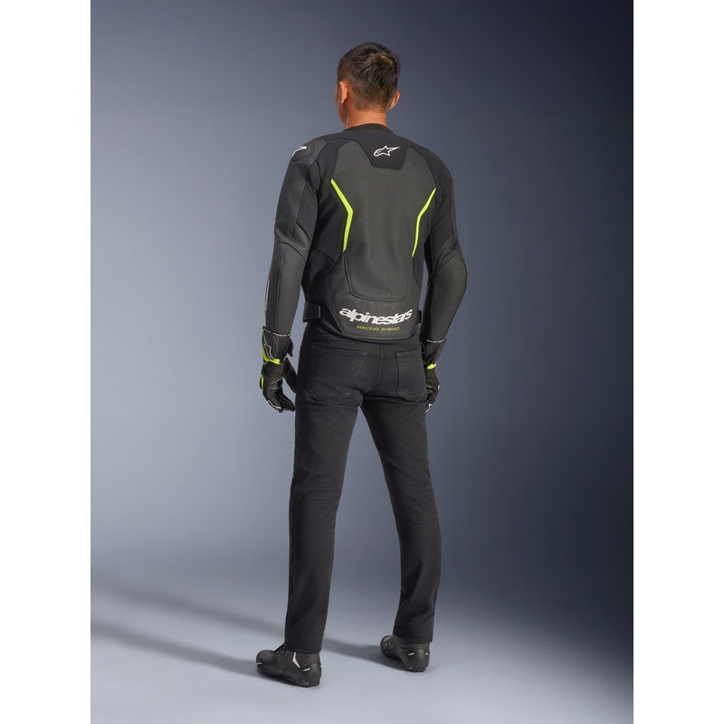 Alpinestars GP Force V2 Airflow motoros bőrkabát fekete-fluo sárga