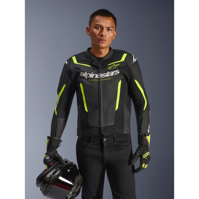 Alpinestars GP Force V2 Airflow motoros bőrkabát fekete-fluo sárga