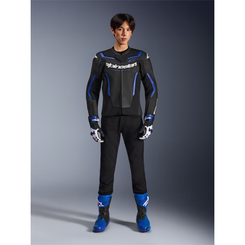 Alpinestars GP Force V2 Airflow motoros bőrkabát fekete-metálkék