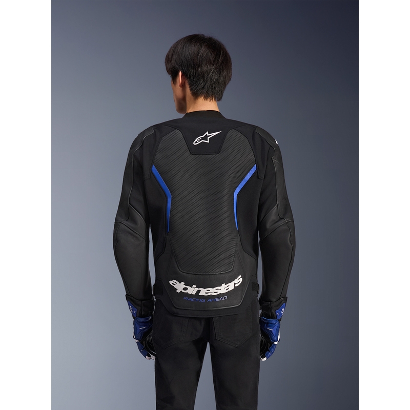 Alpinestars GP Force V2 Airflow motoros bőrkabát fekete-metálkék