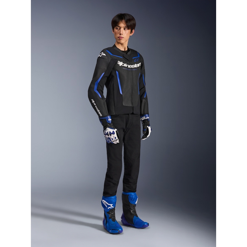 Alpinestars GP Force V2 Airflow motoros bőrkabát fekete-metálkék