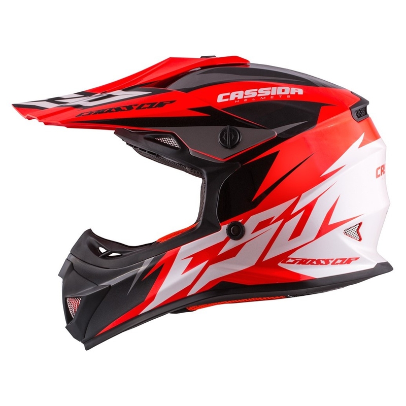 Gyermek motocross sisak Cassida Cross Cup Két fekete-fehér-fluo narancs