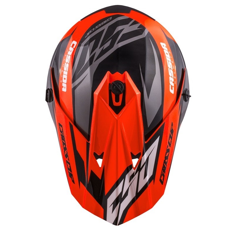 Gyermek motocross sisak Cassida Cross Cup Két fekete-fehér-fluo narancs