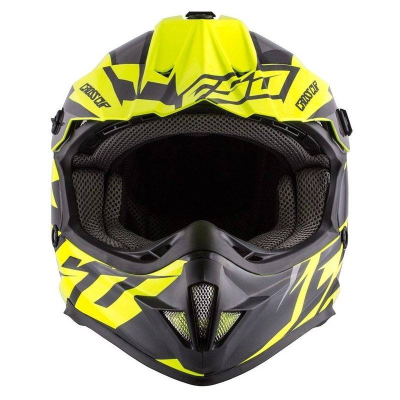 Gyermek motocross sisak Cassida Cross Cup Két fekete-szürke-fluo sárga
