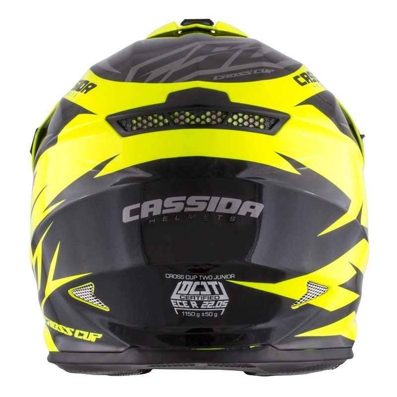 Gyermek motocross sisak Cassida Cross Cup Két fekete-szürke-fluo sárga