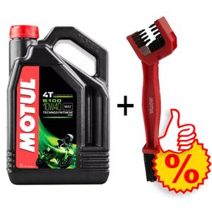 Motul 5100 Ester 10W-40 4L olajkészlet + lánctisztító kefe