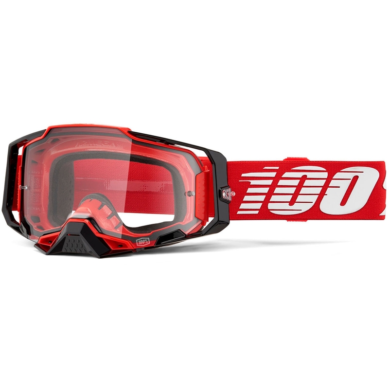 100% Armega Red motokrossz szemüveg, átlátszó plexivel