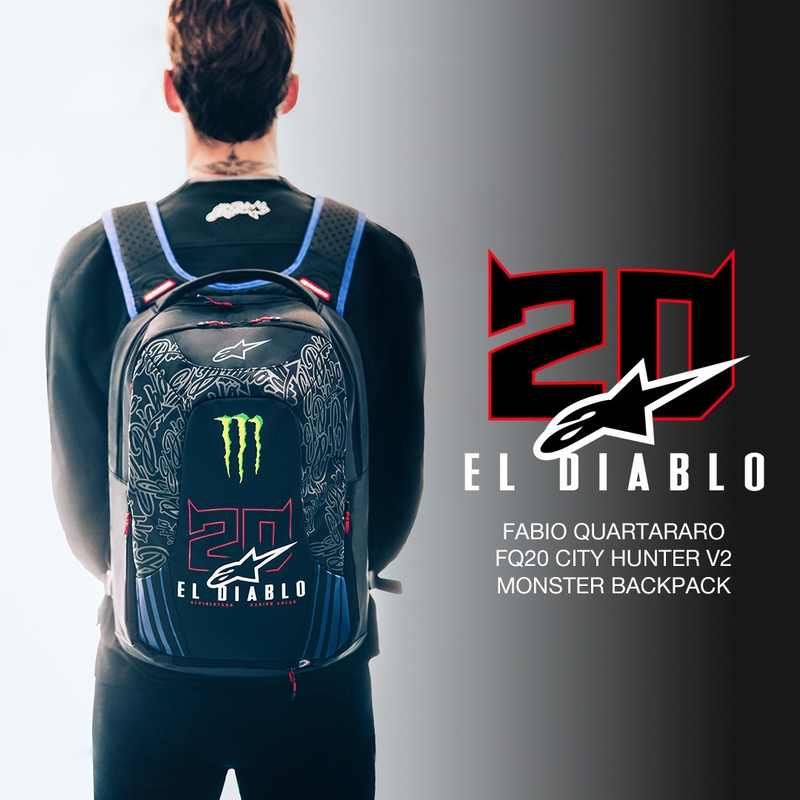 lpinestars City Hunter V2 FQ20 Monster kollekció hátizsák fekete-fluo piros-kék-zöld 2 l