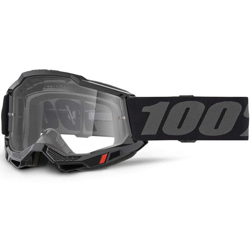 100% ACCURI 2 OTG motokrossz szemüveg fekete, átlátszó plexivel