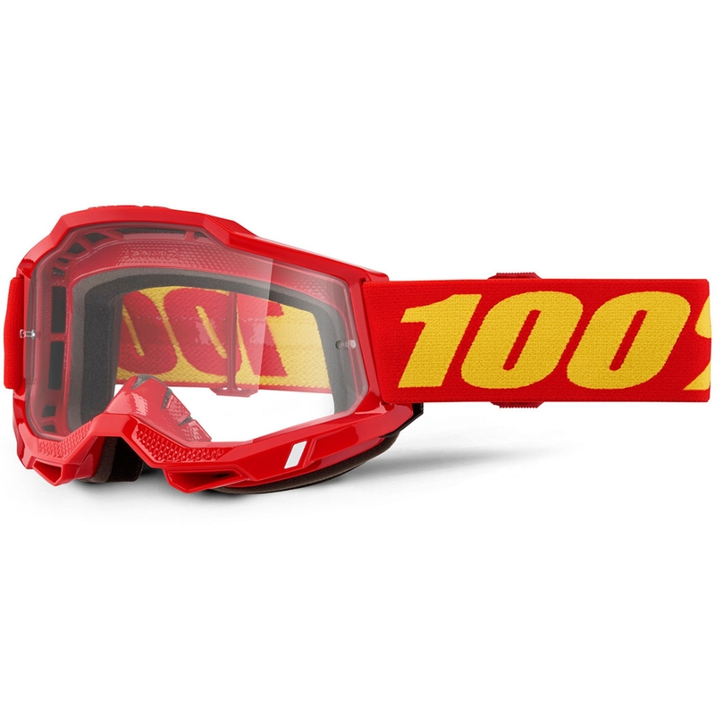 100% ACCURI 2 OTG motokrossz szemüveg piros, átlátszó plexivel