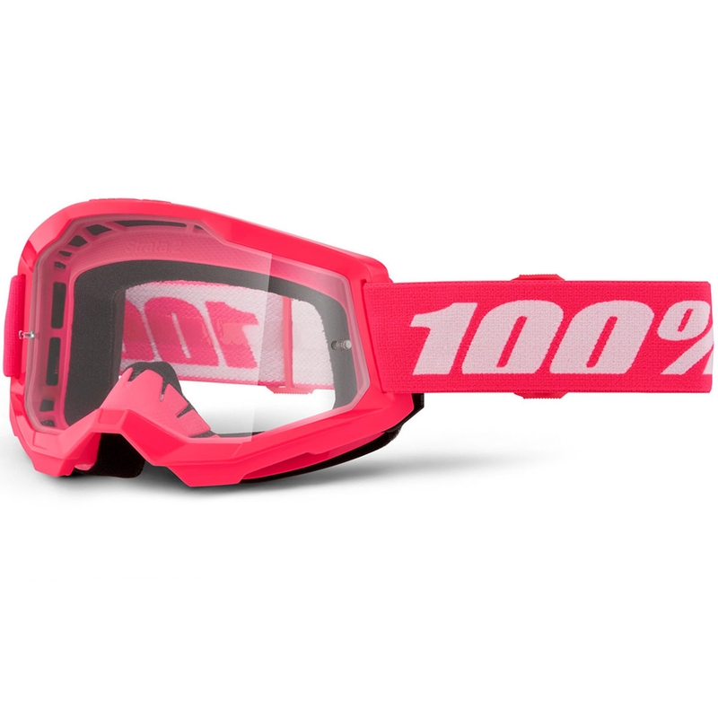 100% STRATA 2 NEW motokrossz szemüveg rózsaszín, átlátszó plexivel