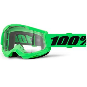 Motokrosové brýle 100% STRATA 2 NEW fluo zelené s čirým plexi