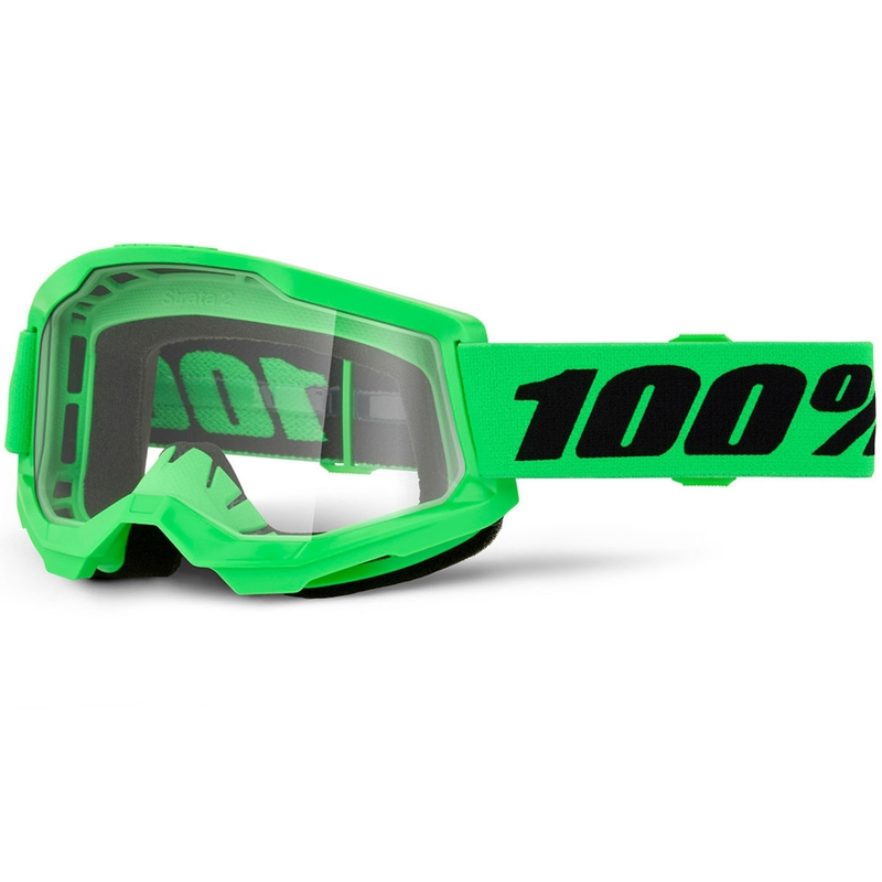 Motokrosové brýle 100% STRATA 2 NEW fluo zelené s čirým plexi