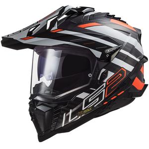 LS2 MX701 Explorer C Edge 06 enduro bukósisak fekete-szürke-fluo narancssárga